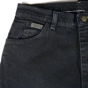 Vintage Genuine Wrangler Women's 12 x L34 Black Stretch Denim Straight Leg Jeans